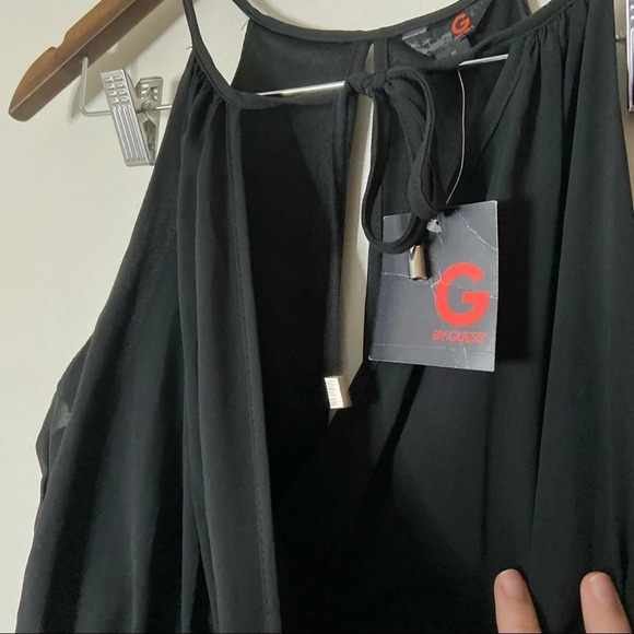 Guess Mamie Halter Dress Small Chic Minimalist Black Zipper Back Elegant New - Picture 3 of 12